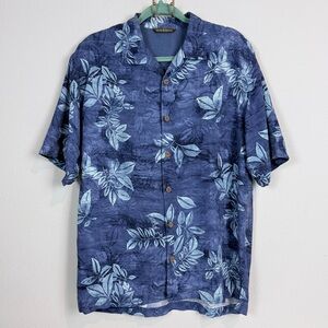 Tommy Bahama Blue Silk Aloha Shirt M
